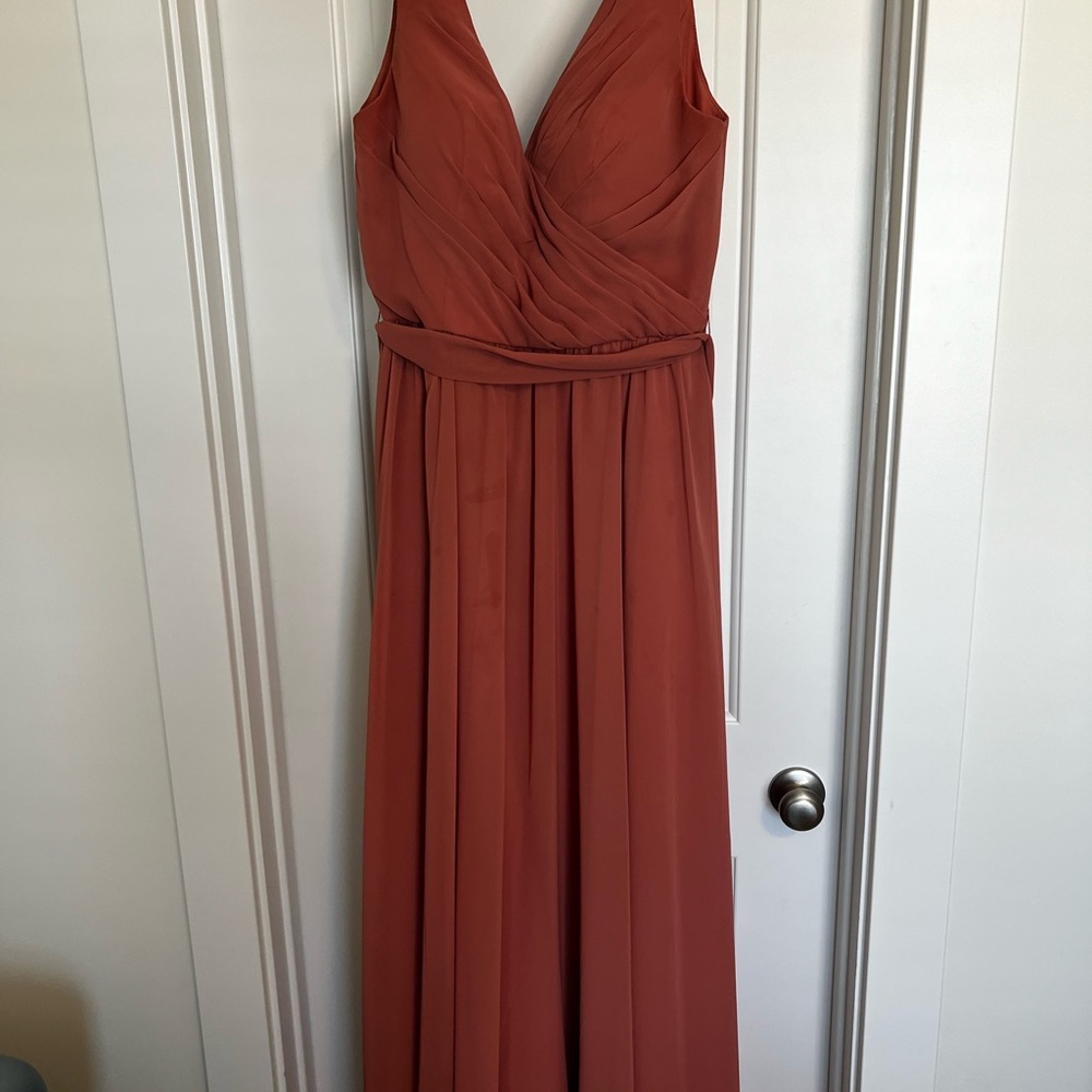 Orange Ruched Wrap Maxi Dress for Wedding Guest